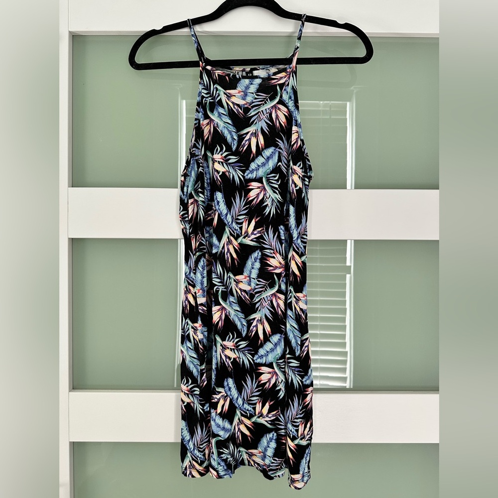 H&M Divided Black with Tropical Leaf Print Dress